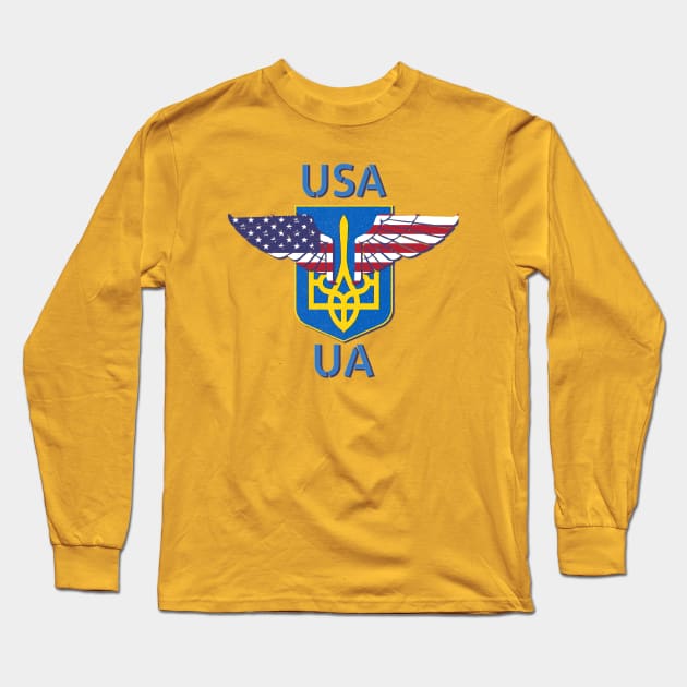 USA supporting Ukraine Long Sleeve T-Shirt by tashashimaa